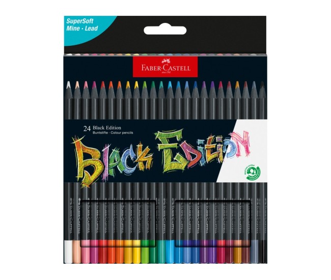 Creioane colorate triunghiulare black edition Faber-Castell 24 culori/set Creioane colorate triunghiulare black edition Faber-Castell 24 culori/set