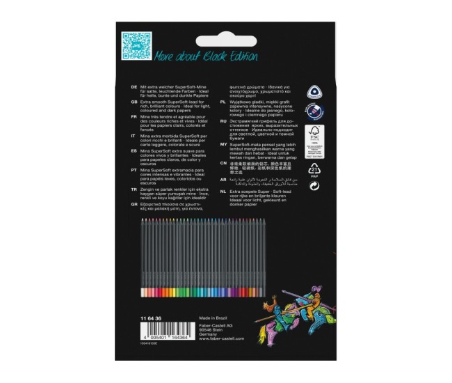 Creioane colorate triunghiulare black edition Faber-Castell 36 culori/set Creioane colorate triunghiulare black edition Faber-Castell 36 culori/set