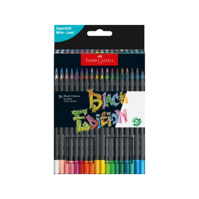 Creioane colorate triunghiulare black edition Faber-Castell 36 culori/set
