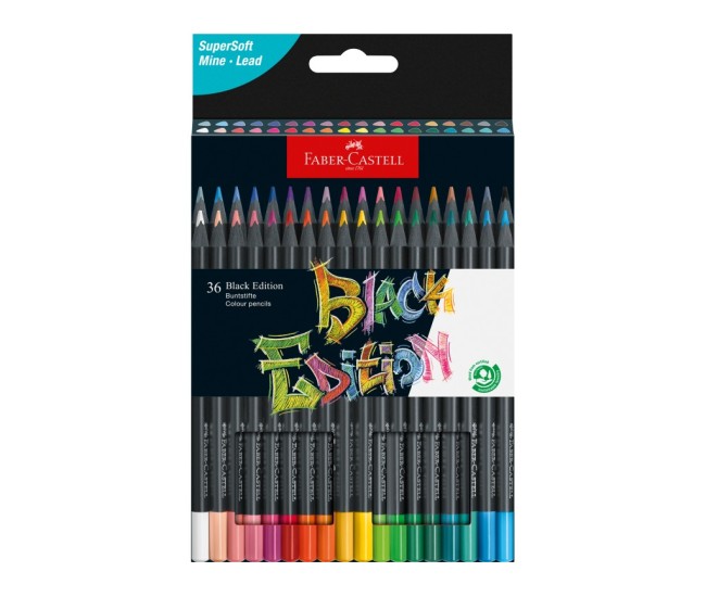 Creioane colorate triunghiulare black edition Faber-Castell 36 culori/set Creioane colorate triunghiulare black edition Faber-Castell 36 culori/set