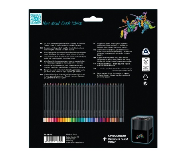 Creioane colorate triunghiulare black edition Faber-Castell 50 culori/set