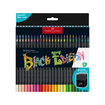 Creioane colorate triunghiulare black edition Faber-Castell 50 culori/set