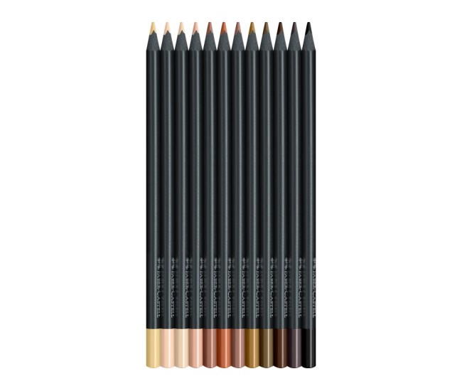 Creioane colorate triunghiulare black edition skin tones Faber-Castell 12 culori/set Creioane colorate triunghiulare black edition skin tones Faber-Castell 12 culori/set