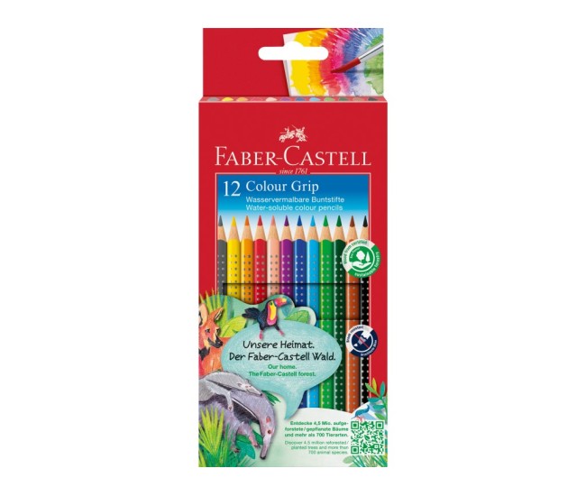 Creioane colorate triunghiulare grip 2001 Faber-Castell 12 culori/set