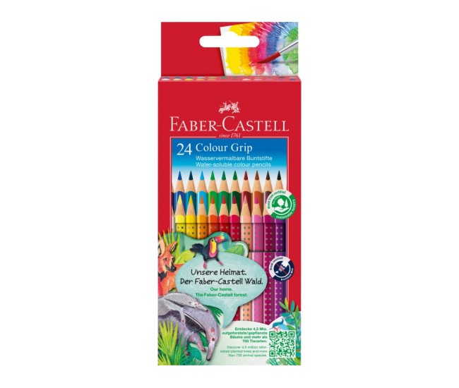 Creioane colorate triunghiulare grip 2001 Faber-Castell 24 culori/set Creioane colorate triunghiulare grip 2001 Faber-Castell 24 culori/set