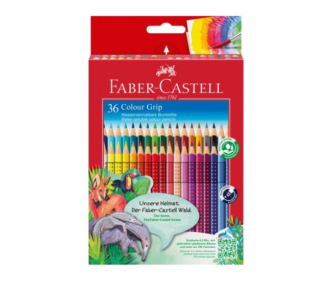 Creioane colorate triunghiulare grip 2001 Faber-Castell 36 culori/set Creioane colorate triunghiulare grip 2001 Faber-Castell 36 culori/set