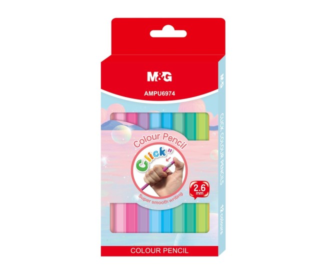 Creion colorat mecanic din plastic M&G set 12 culori diverse Creion colorat mecanic din plastic M&G set 12 culori diverse