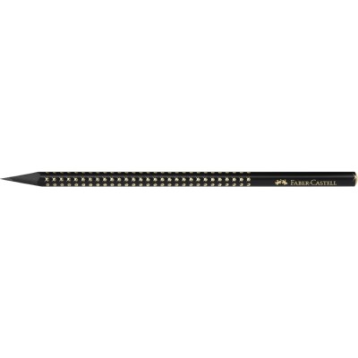 Creion grafit B triunghiular grip sparkle lemn negru midnight gold Faber-Castell