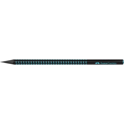 Creion grafit B triunghiular grip sparkle lemn negru midnight ocean Faber-Castell