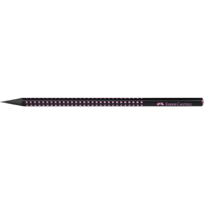 Creion grafit B triunghiular grip sparkle lemn negru midnight rose Faber-Castell