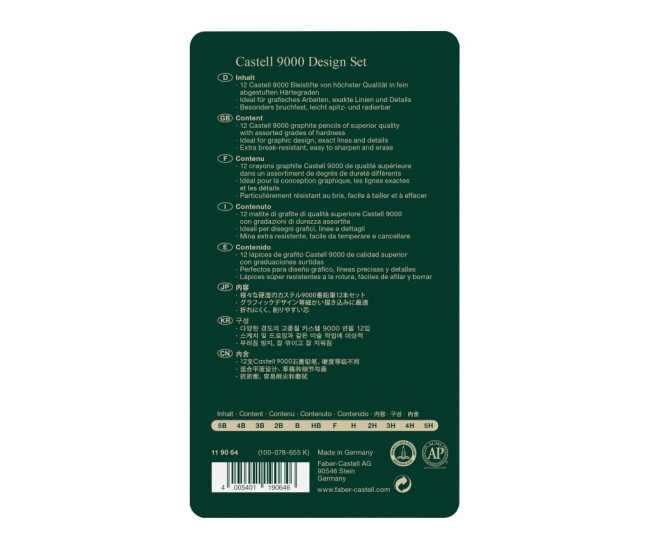 Creion grafit hexagonal Design Castell 9000 Faber-Castell 12 buc/set Creion grafit hexagonal Design Castell 9000 Faber-Castell 12 buc/set