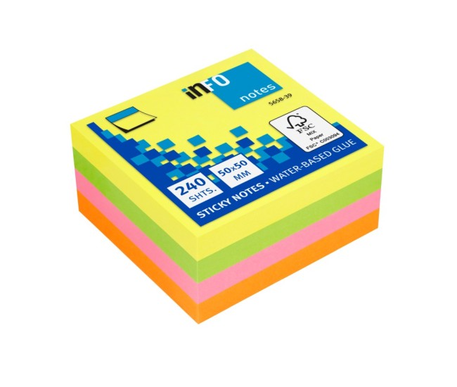 Notes adeziv cub briliant 50 x 50 mm - 240 file - 5658-39 Notes adeziv cub briliant 50 x 50 mm - 240 file - 5658-39