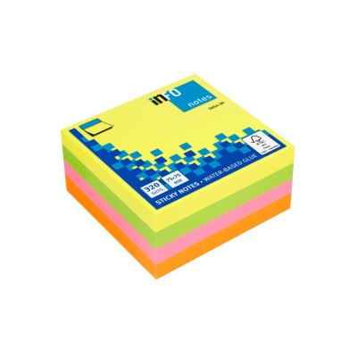 Cub notite adezive 75 x 75 mm 320 file multicolor brilliant Info Notes