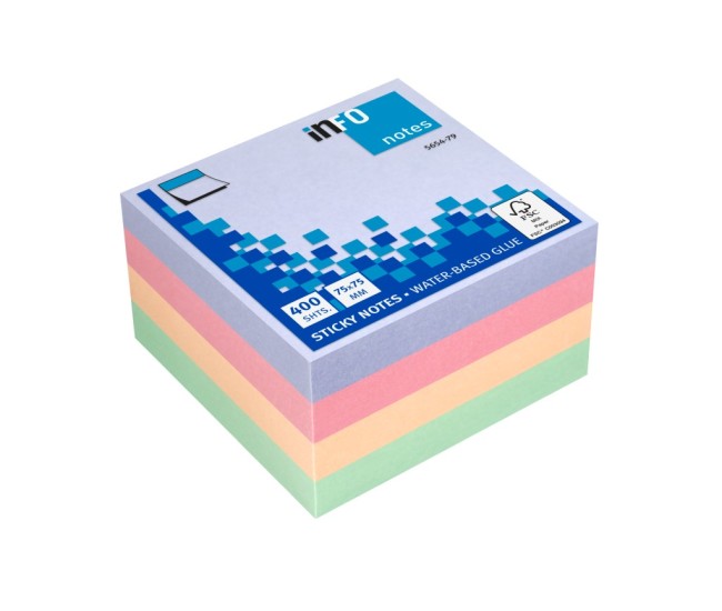 Cub notite adezive 75 x 75 mm 400 file Harmony Info Notes Cub notite adezive 75 x 75 mm 400 file Harmony Info Notes