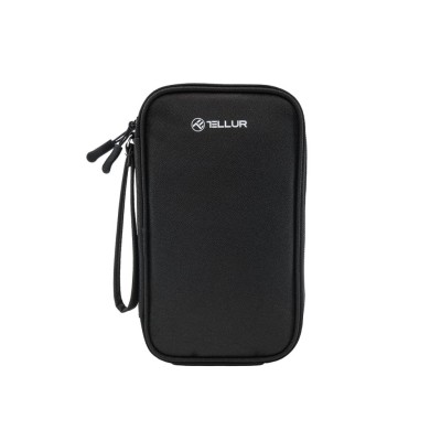 Geanta Tellur pentru organizare cabluri si accesorii, 21 x 12,5 x 6 cm, poliester, negru