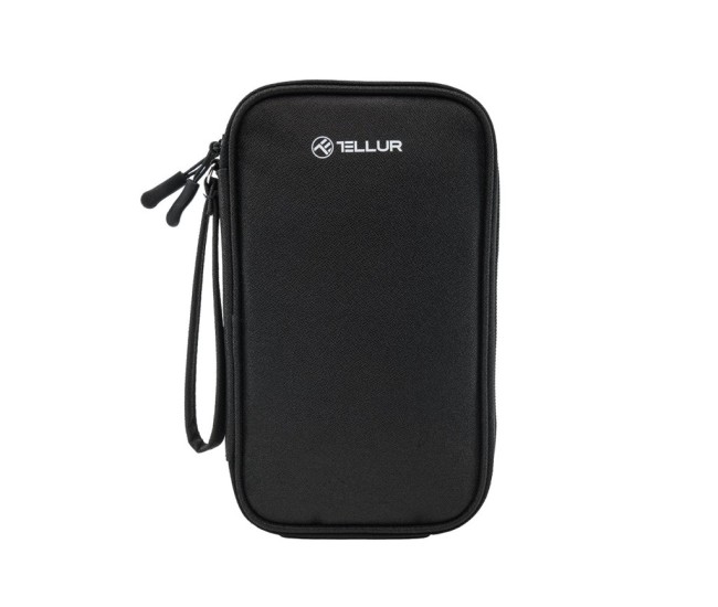 Geanta Tellur pentru organizare cabluri si accesorii, 21 x 12,5 x 6 cm, poliester, negru Geanta Tellur pentru organizare cabluri si accesorii, 21 x 12,5 x 6 cm, poliester, negru
