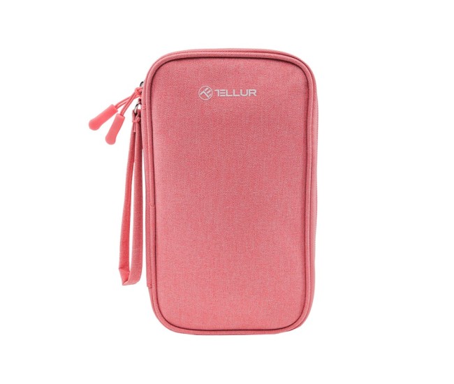 Geanta Tellur pentru organizare cabluri si accesorii, 21 x 12,5 x 6 cm, poliester, roz Geanta Tellur pentru organizare cabluri si accesorii, 21 x 12,5 x 6 cm, poliester, roz