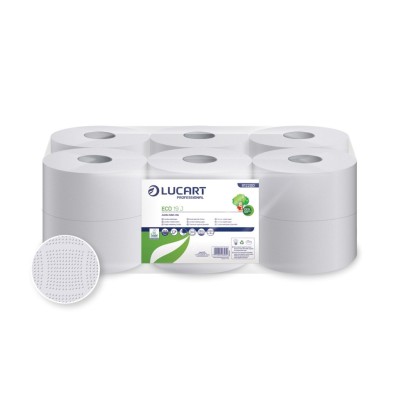 Hartie igienica Lucart Eco 19 J, 2 str, alba, 120 m/rola, 12 role/bax