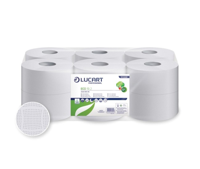 Hartie igienica Lucart Eco 19 J, 2 str, alba, 120 m/rola, 12 role/bax