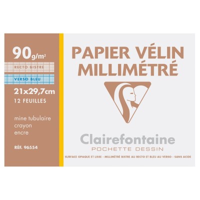 Hartie milimetrica A4 90 g/mp 12 coli/plic Clairefontaine Hartie milimetrica A4 90 g/mp 12 coli/plic Clairefontaine