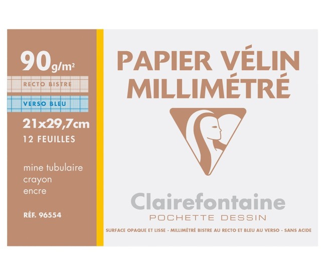 Hartie milimetrica A4 90 g/mp 12 coli/plic Clairefontaine Hartie milimetrica A4 90 g/mp 12 coli/plic Clairefontaine