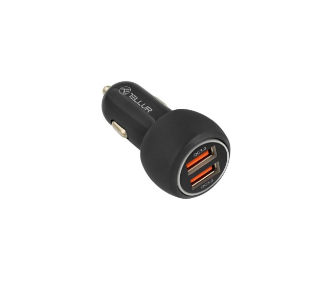 Incarcator auto Tellur FCC8 6A 36W (QC 3.0 + QC 3.0), negru