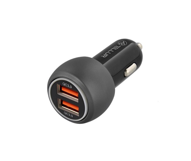 Incarcator auto Tellur FCC8 6A 36W (QC 3.0 + QC 3.0), negru