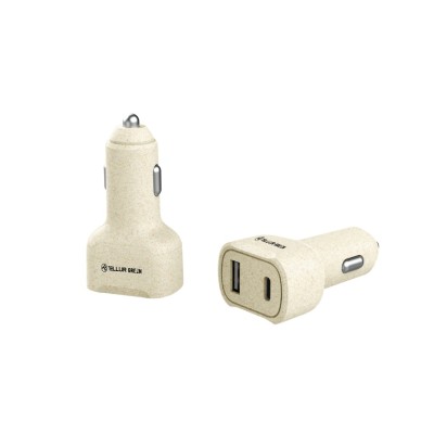 Incarcator auto Tellur Green 36W 6A (PD18W + QC 3.0), crem
