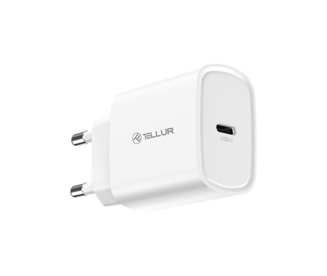 Incarcator priza ultra rapid Tellur 20W PD, USB-C, alb Incarcator priza ultra rapid Tellur 20W PD, USB-C, alb