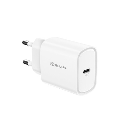 Incarcator priza ultra rapid Tellur 20W PD, USB-C, alb