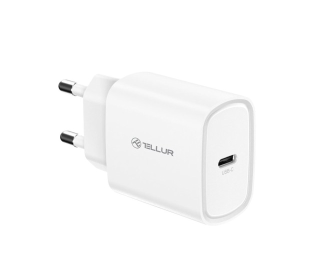 Incarcator priza ultra rapid Tellur 20W PD, USB-C, alb Incarcator priza ultra rapid Tellur 20W PD, USB-C, alb