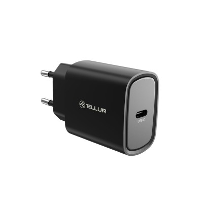 Incarcator priza ultra rapid Tellur 20W PD, USB-C, negru