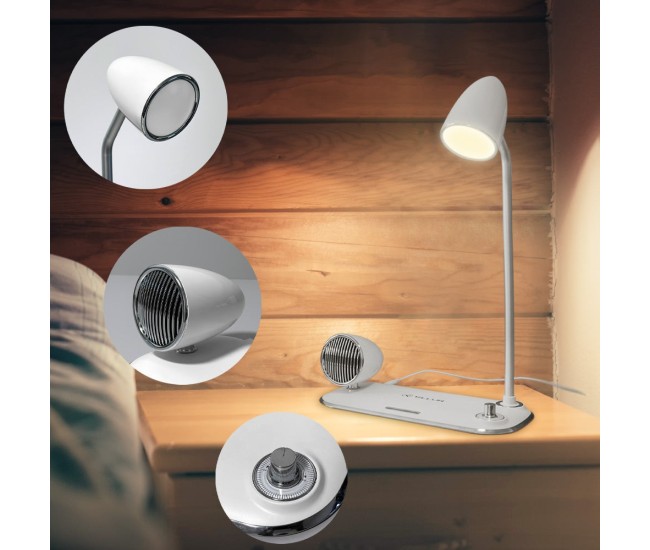 Incarcator wireless birou Tellur, 15W, Boxa Bluetooth 5W, Lampa de birou, Tellur Nostalgia, Alb Incarcator wireless birou Tellur, 15W, Boxa Bluetooth 5W, Lampa de birou, Tellur Nostalgia, Alb
