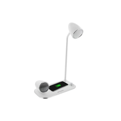 Incarcator wireless birou Tellur, 15W, Boxa Bluetooth 5W, Lampa de birou, Tellur Nostalgia, Alb