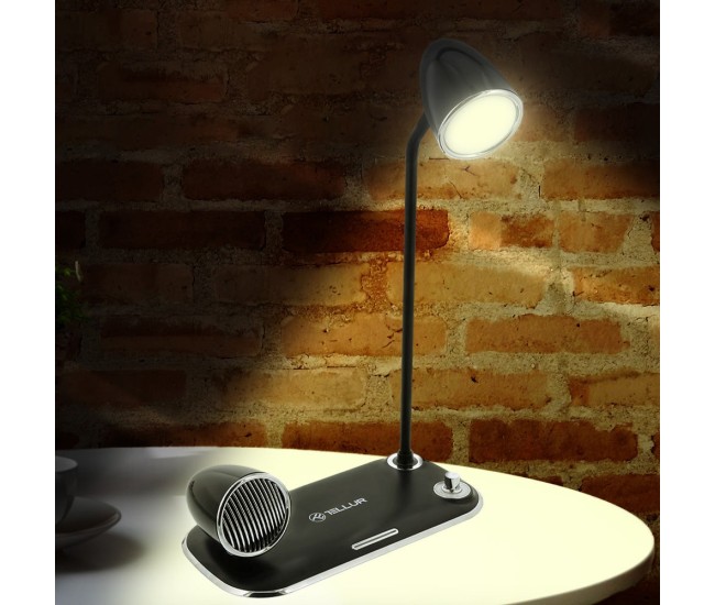 Incarcator wireless birou Tellur, 15W, Boxa Bluetooth 5W, Lampa de birou, Tellur Nostalgia, Negru Incarcator wireless birou Tellur, 15W, Boxa Bluetooth 5W, Lampa de birou, Tellur Nostalgia, Negru