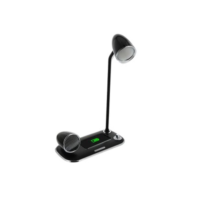 Incarcator wireless birou Tellur, 15W, Boxa Bluetooth 5W, Lampa de birou, Tellur Nostalgia, Negru