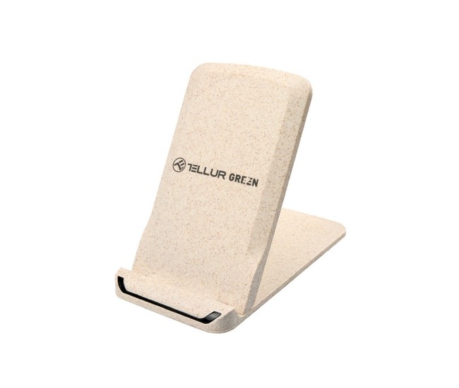 Incarcator wireless birou Tellur Green, certificat Qi, 15W, pliabil, crem Incarcator wireless birou Tellur Green, certificat Qi, 15W, pliabil, crem