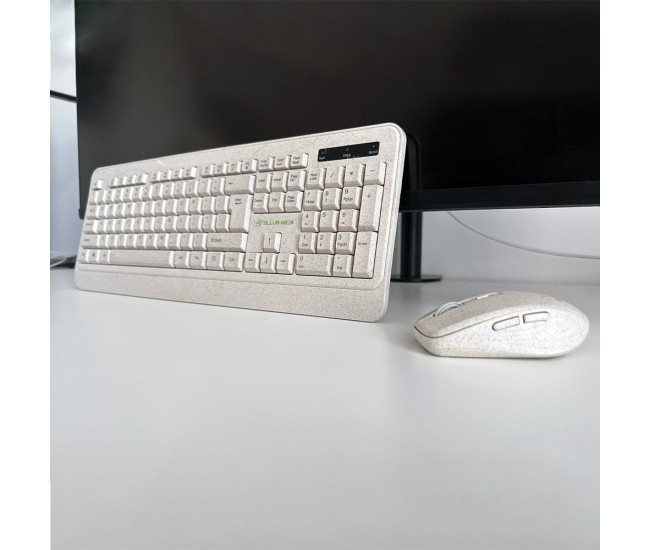 Kit tastatura si mouse fara fir Tellur Green, 2.4GHz, nano receiver, crem Kit tastatura si mouse fara fir Tellur Green, 2.4GHz, nano receiver, crem