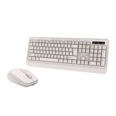 Kit tastatura si mouse fara fir Tellur Green, 2.4GHz, nano receiver, crem