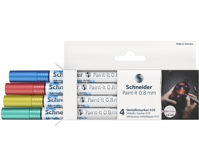 Marker metalic Schneider Paint-It 010 0,8 mm 4 buc/set2 Marker metalic Schneider Paint-It 010 0,8 mm 4 buc/set2