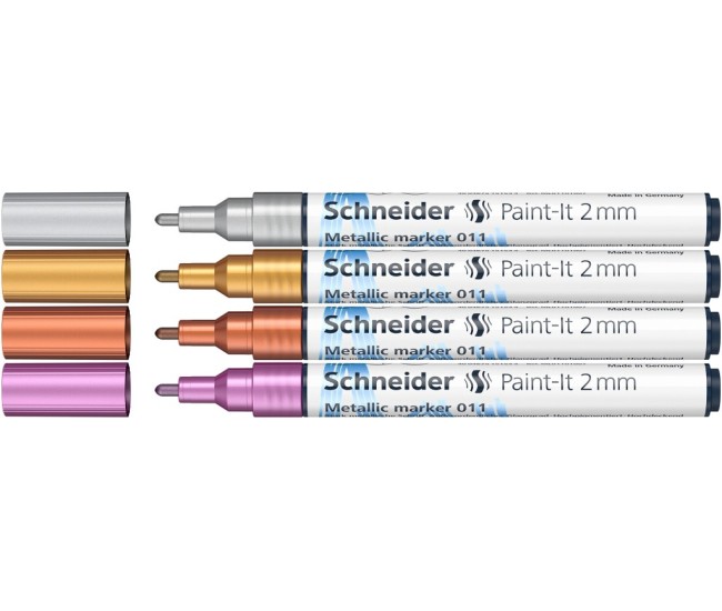 Marker metalic Schneider Paint-It 011 2 mm 4 buc/Set1 Marker metalic Schneider Paint-It 011 2 mm 4 buc/Set1