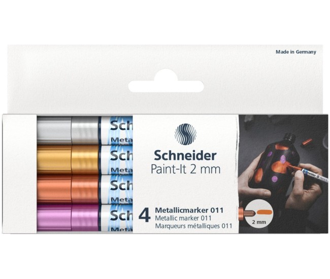 Marker metalic Schneider Paint-It 011 2 mm 4 buc/Set1 Marker metalic Schneider Paint-It 011 2 mm 4 buc/Set1