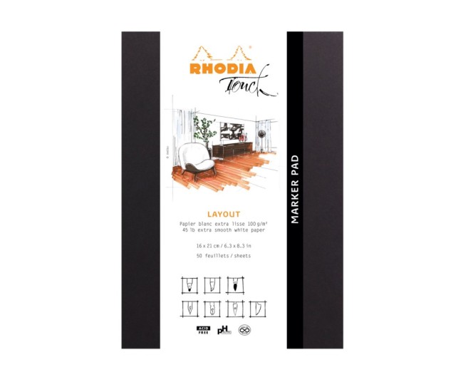 Blocnotes grafic A5+ (16 x 21), portrait, 50 file, Rhodia Touch Layout
