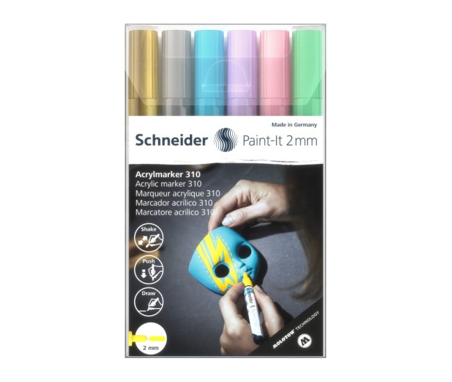 Marker cu vopsea acrilica Paint-It 310 2 mm Schneider 6 buc/set2