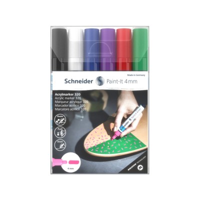 Marker cu vopsea acrilica Paint-It 320 4 mm Schneider 6 buc/set1