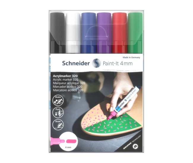 Marker cu vopsea acrilica Paint-It 320 4 mm Schneider 6 buc/set1