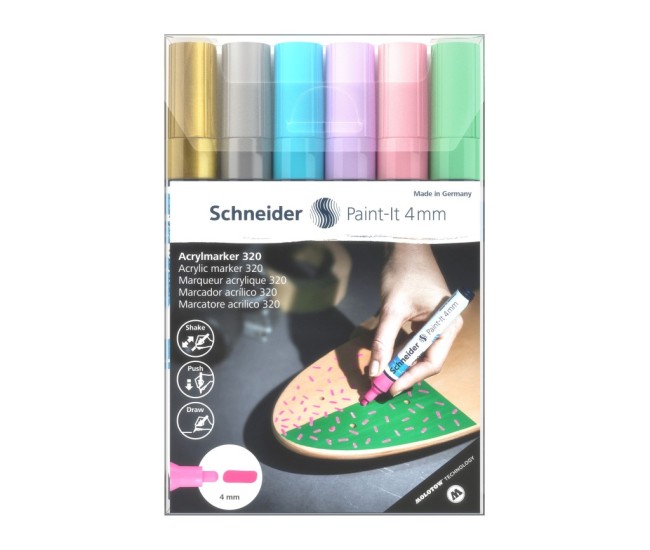 Marker cu vopsea acrilica Paint-It 320 4 mm Schneider 6 buc/set2