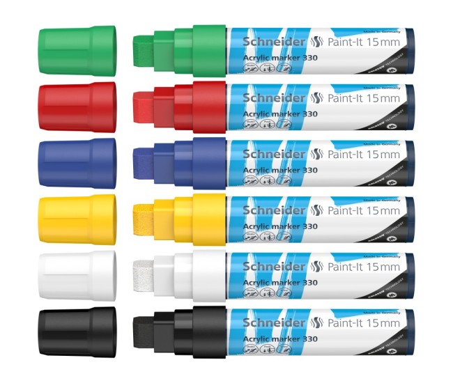 Marker cu vopsea acrilica Paint-It 330 15 mm Schneider 6 buc/Set1
