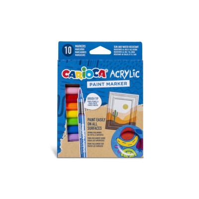 Marker cu vopsea acrilica si varf pensula Carioca 10 buc/set