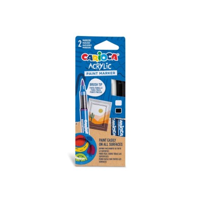 Marker cu vopsea acrilica si varf pensula Carioca 2 buc/set
